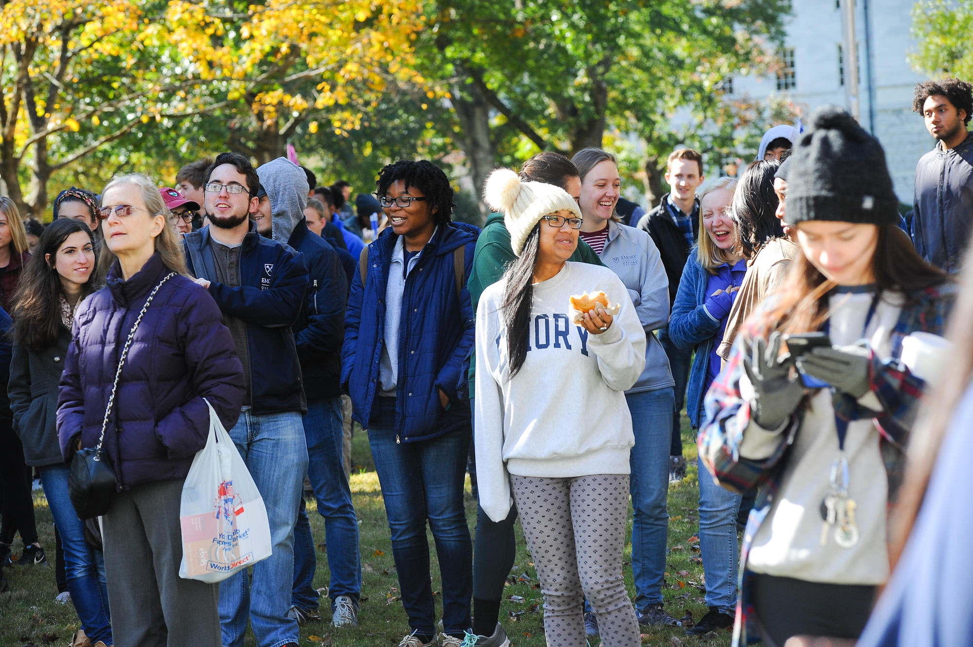Students gather on the quad before heading out